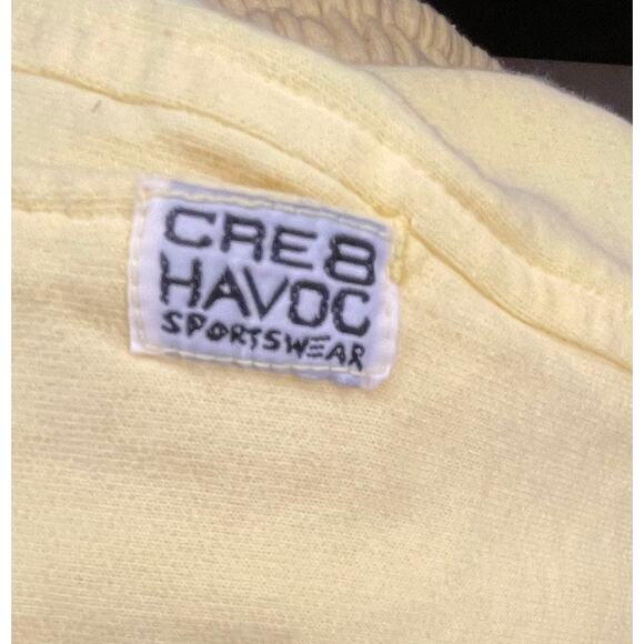 Vintage Cre8 Havoc Sportswear 100% Cotton Jogger Pant Yellow Men’s Lg Unisex M-L - Picture 3 of 10
